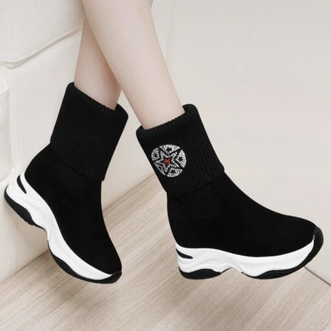 Women Minimalist High Top Knit Sock Sneakers