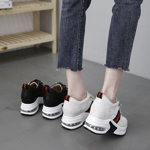 Minimalist Leather Lace up Wedge Sneakers