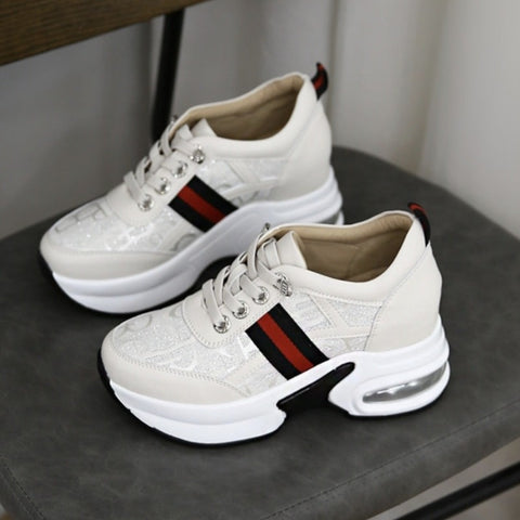 Minimalist Leather Lace up Wedge Sneakers