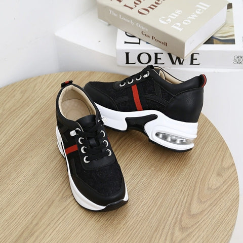 Minimalist Leather Lace up Wedge Sneakers