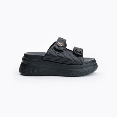 Quilted Velcro Platform Sandal