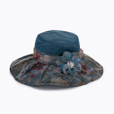 Sheer Adjustable Wide Brim Flower Hat