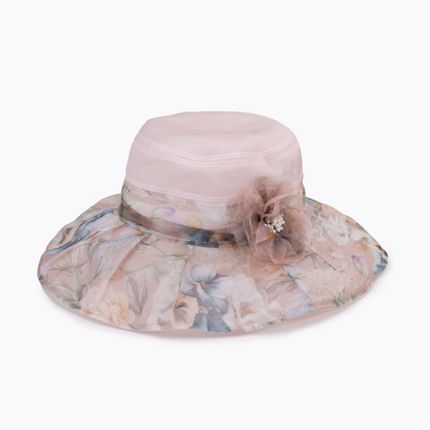 Sheer Adjustable Wide Brim Flower Hat