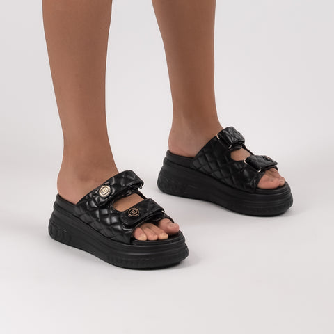 Quilted Velcro Platform Sandal