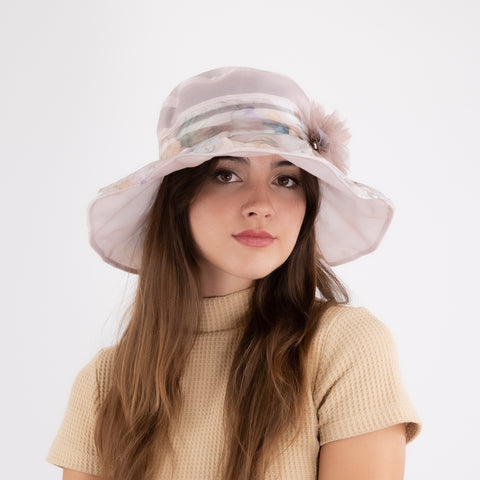 Sheer Adjustable Wide Brim Flower Hat