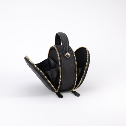 Leather Quilted Round Mini Shoulder Bag