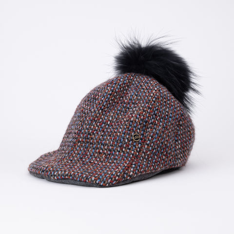 Wool Knit Duckbill Pom Pom Cap