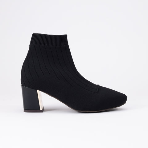 Knit Slip Block Heel Bootie