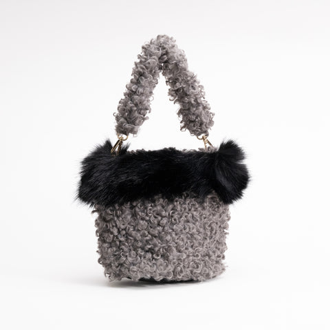 Faux Shearling Fur Trim Handbag
