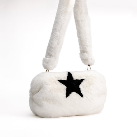 Faux Fur Hand Warmer Hip Pack Handbag
