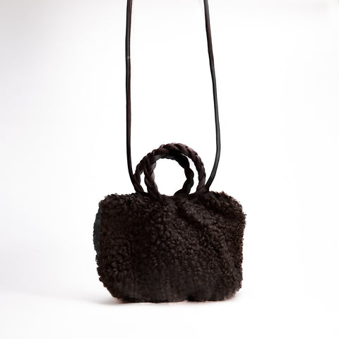 Faux Shearling Braid Handbag