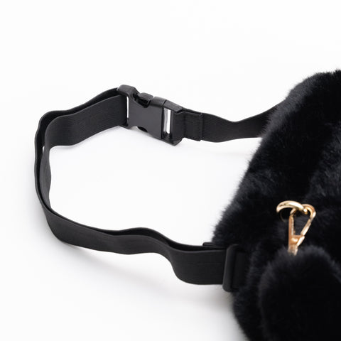 Faux Fur Hand Warmer Hip Pack Handbag