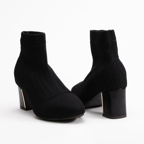 Knit Slip Block Heel Bootie