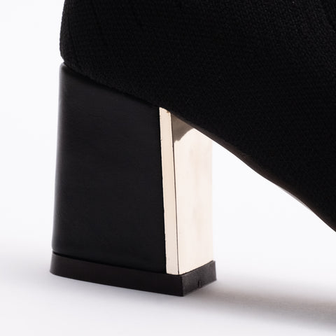 Knit Slip Block Heel Bootie