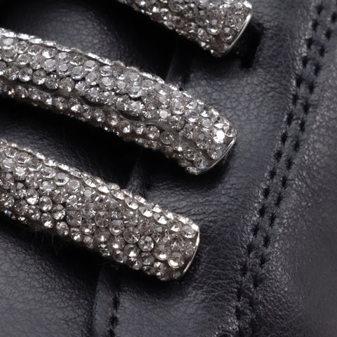 Rhinestone Lace Leather Sneaker