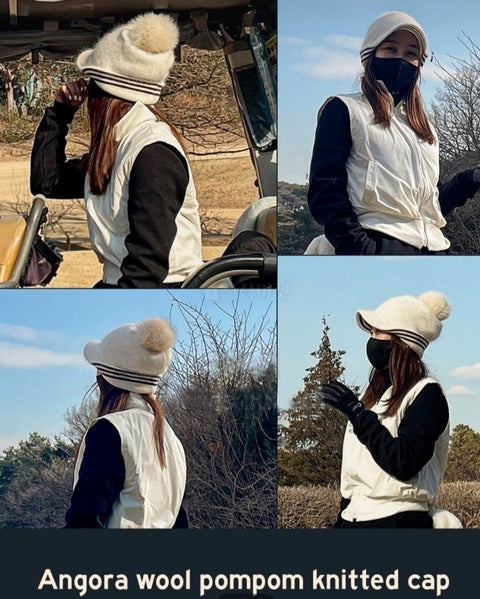Women Wool Knit Pom Pom Cap Sports Golf Ski Winter Hat
